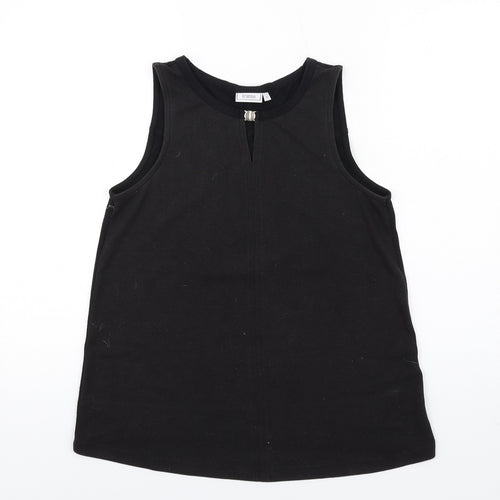 fransa Womens Black Viscose Basic Tank Size S Round Neck - Keyhole neck