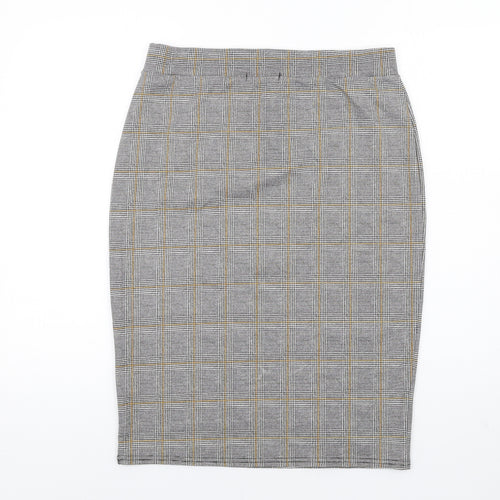 Select Womens Grey Plaid Polyester Straight & Pencil Skirt Size 16 Zip