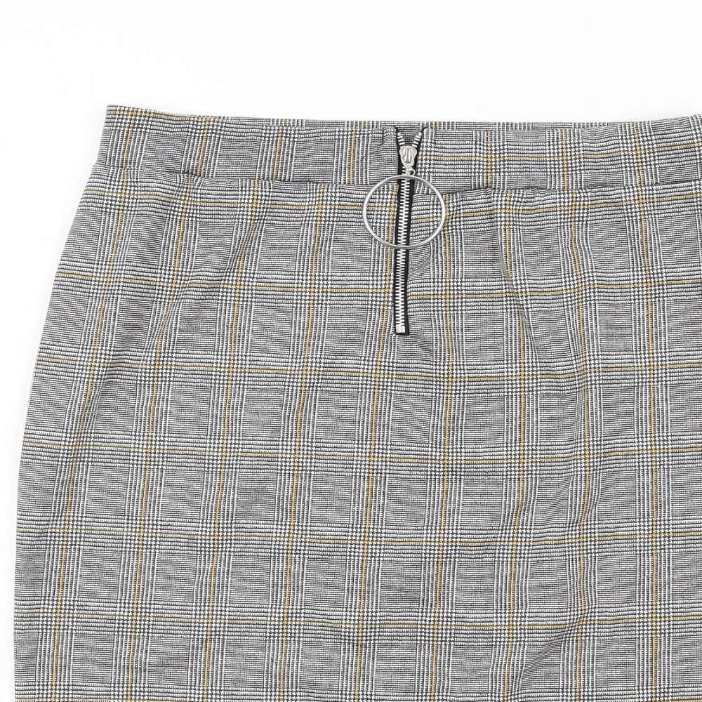 Select Womens Grey Plaid Polyester Straight & Pencil Skirt Size 16 Zip