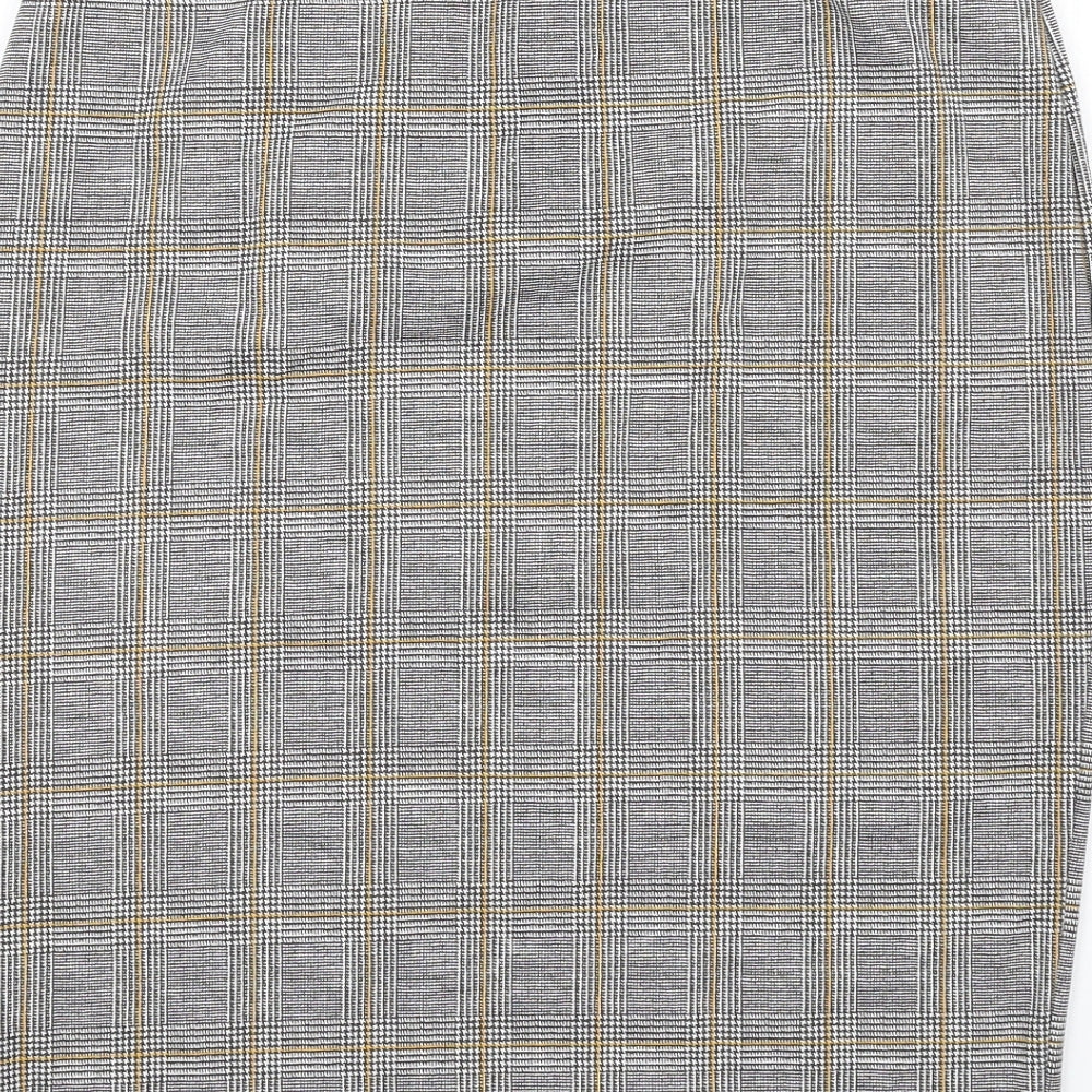 Select Womens Grey Plaid Polyester Straight & Pencil Skirt Size 16 Zip