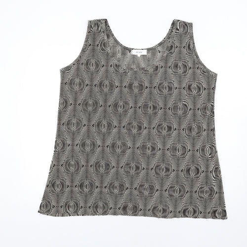 Agasy Womens Black Geometric Polyester Basic Tank Size 2XL Round Neck