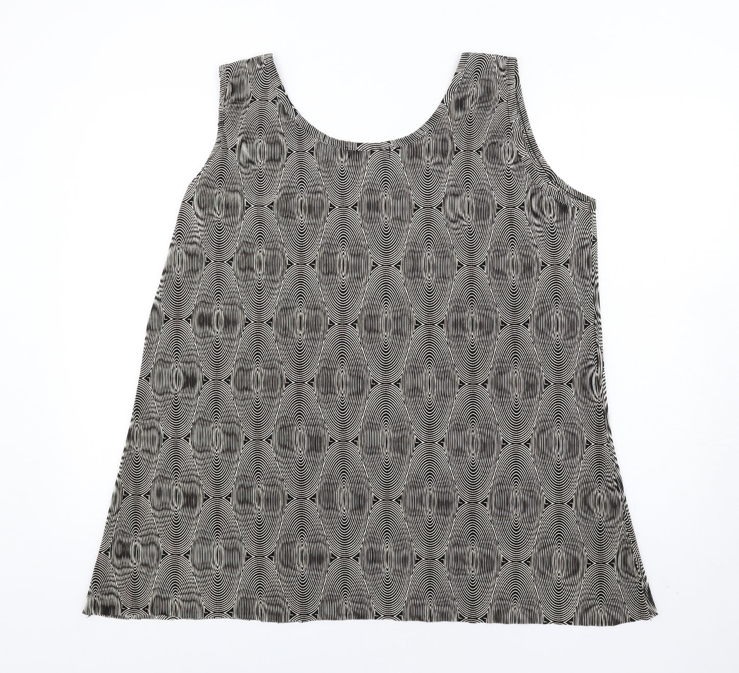 Agasy Womens Black Geometric Polyester Basic Tank Size 2XL Round Neck