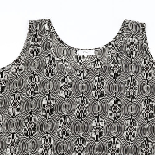 Agasy Womens Black Geometric Polyester Basic Tank Size 2XL Round Neck