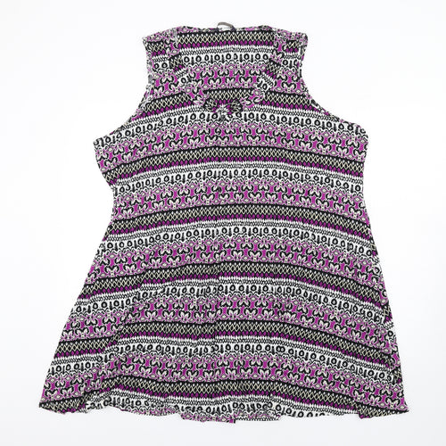 Marks and Spencer Womens Multicoloured Geometric Viscose Basic Tank Size 22 V-Neck