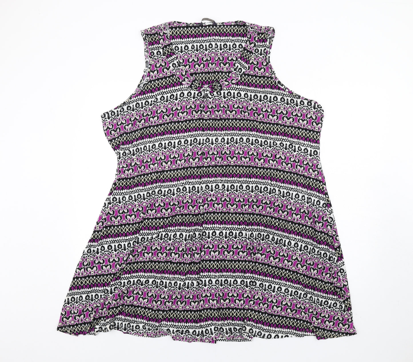 Marks and Spencer Womens Multicoloured Geometric Viscose Basic Tank Size 22 V-Neck
