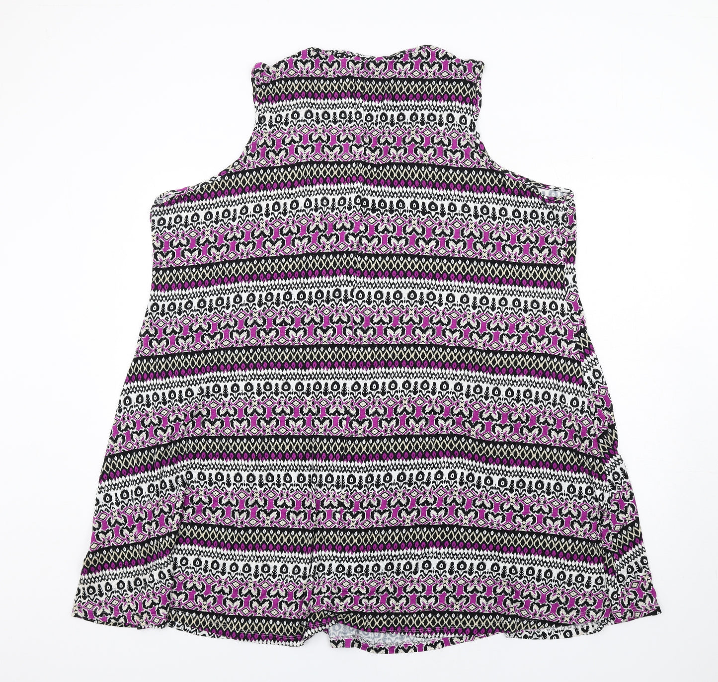 Marks and Spencer Womens Multicoloured Geometric Viscose Basic Tank Size 22 V-Neck