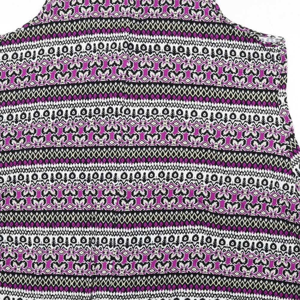Marks and Spencer Womens Multicoloured Geometric Viscose Basic Tank Size 22 V-Neck