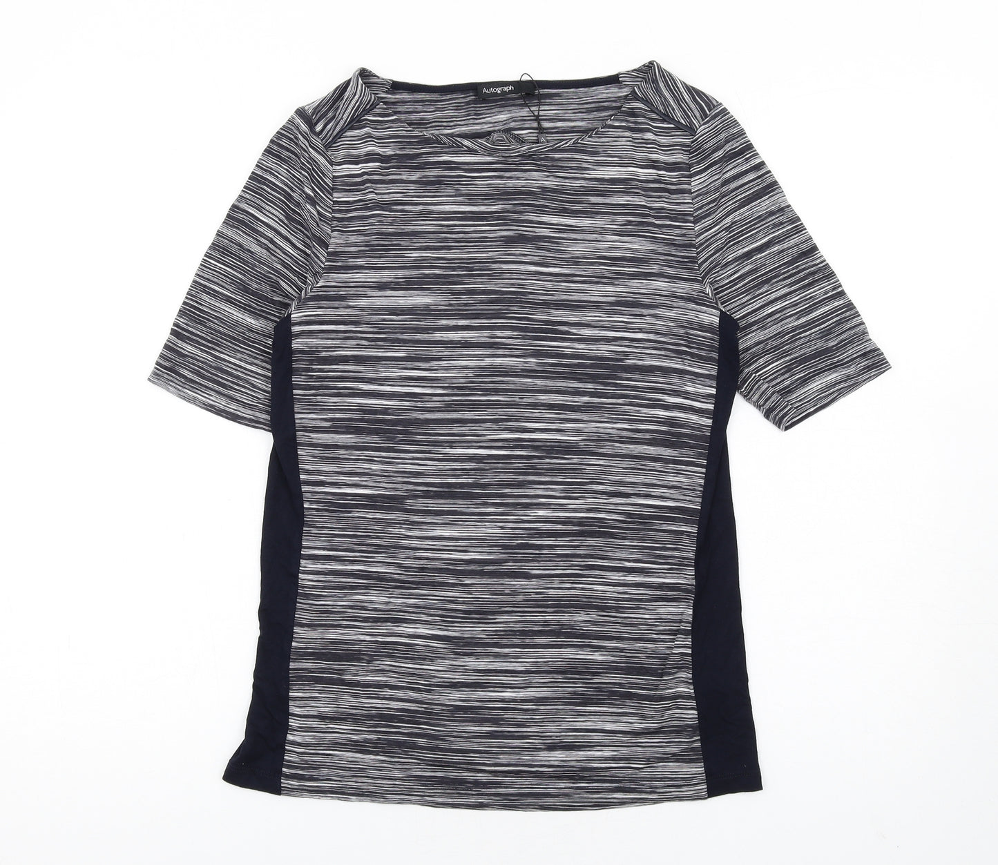 Autograph Womens Blue Viscose Basic T-Shirt Size 12 Scoop Neck