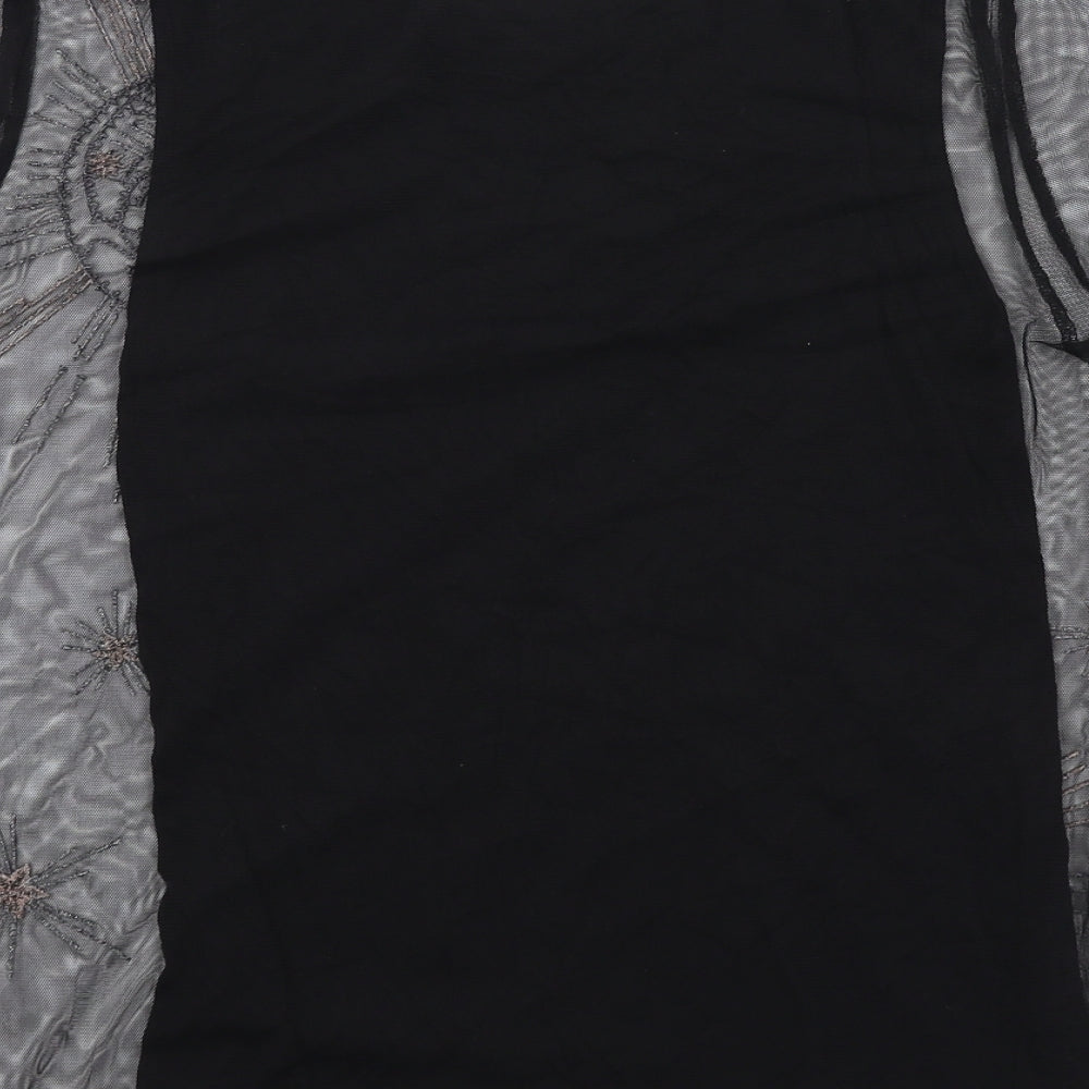 Label Lab Womens Black Polyester Basic T-Shirt Size 10 Round Neck - Moon and Stars