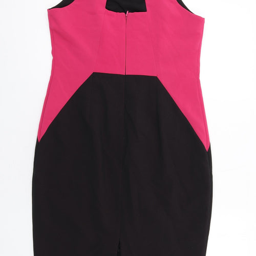 NEXT Womens Black Polyester Pencil Dress Size 14 Square Neck Zip