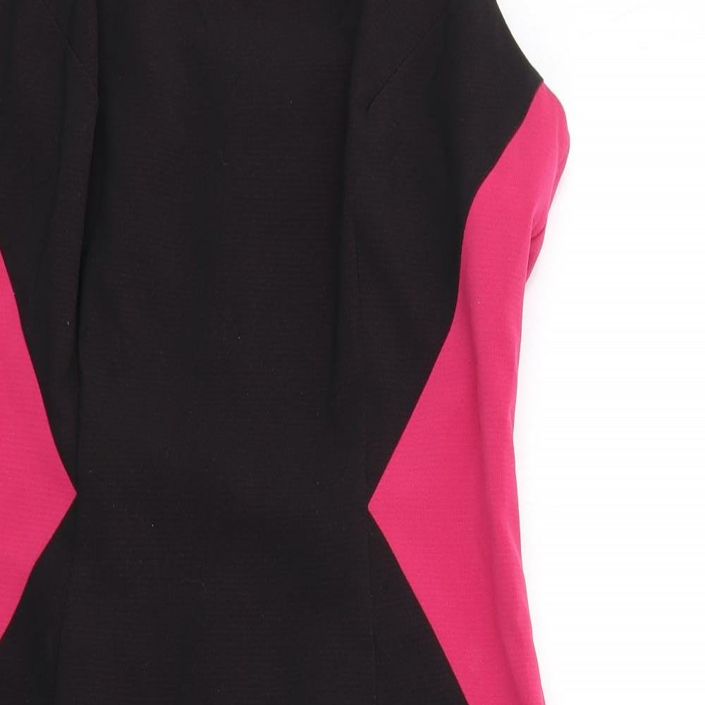 NEXT Womens Black Polyester Pencil Dress Size 14 Square Neck Zip