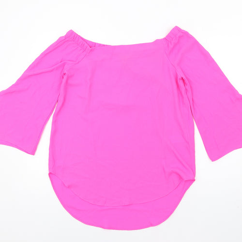 New Look Womens Pink Polyester Basic Blouse Size 12 Off the Shoulder