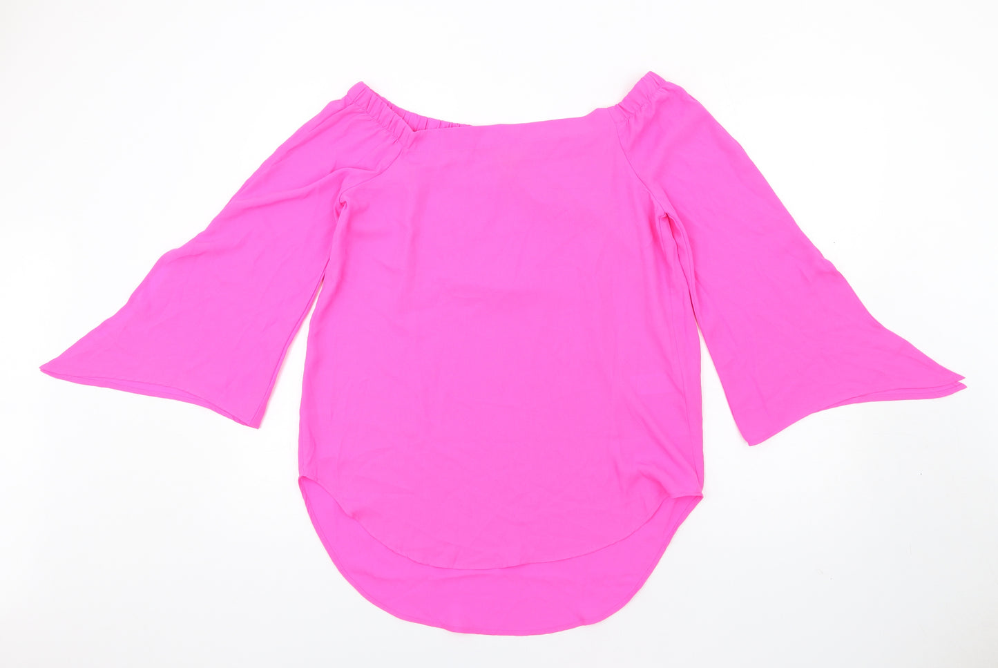 New Look Womens Pink Polyester Basic Blouse Size 12 Off the Shoulder