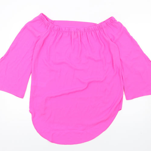 New Look Womens Pink Polyester Basic Blouse Size 12 Off the Shoulder