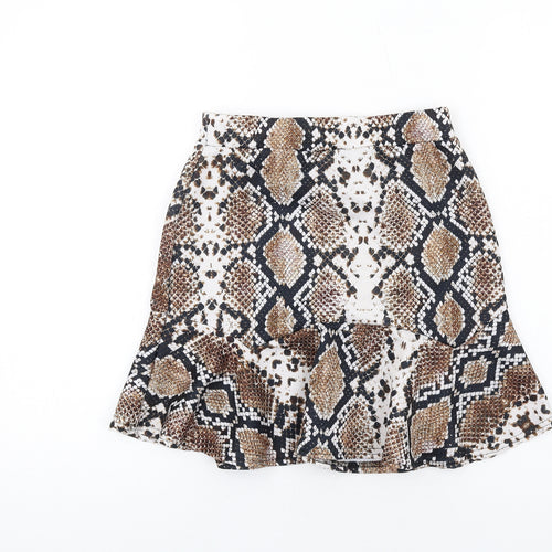 Nasty Gal Womens Brown Animal Print Polyester Trumpet Skirt Size 8 - Snake Print