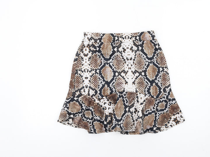 Nasty Gal Womens Brown Animal Print Polyester Trumpet Skirt Size 8 - Snake Print