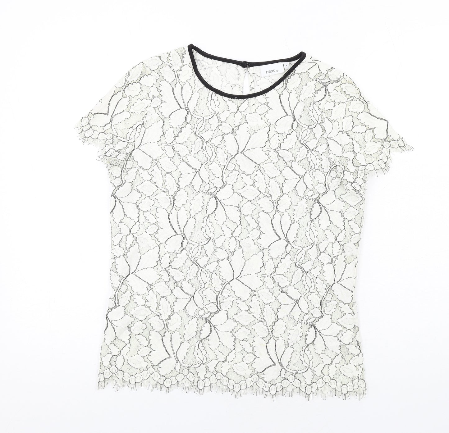 NEXT Womens White Cotton Basic T-Shirt Size 8 Round Neck