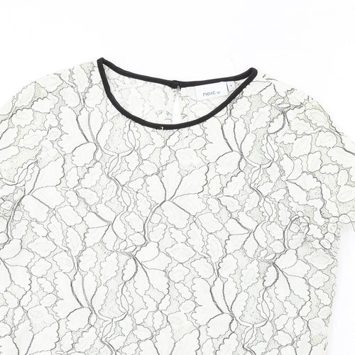 NEXT Womens White Cotton Basic T-Shirt Size 8 Round Neck