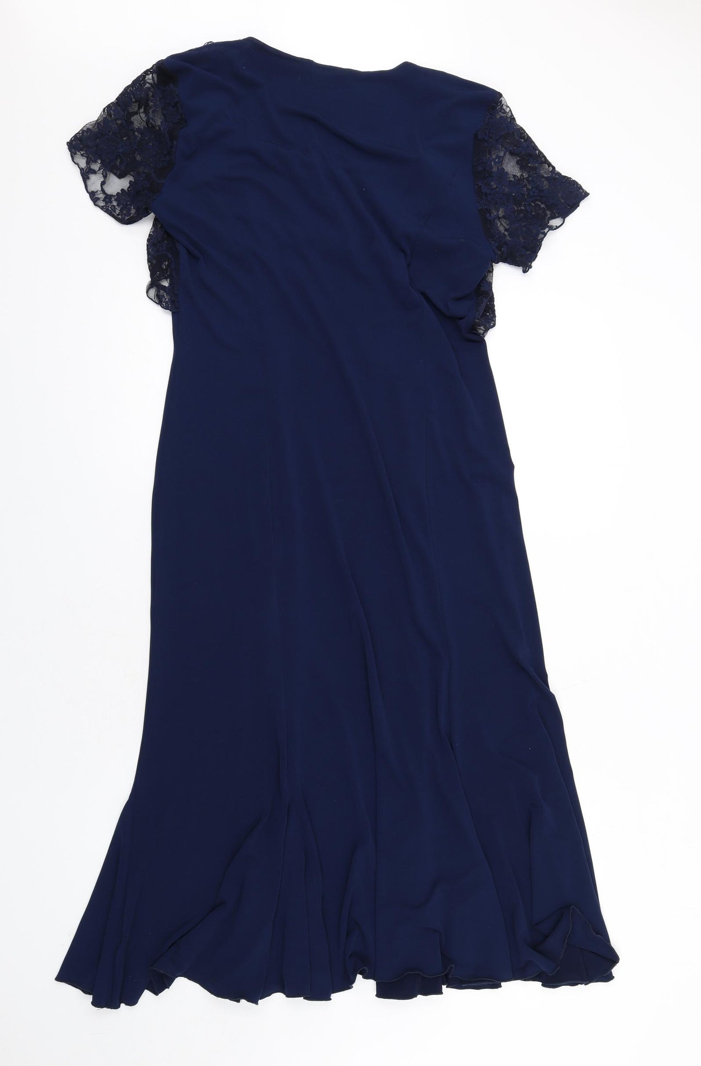 Lily Rose Womens Blue Polyester A-Line Size 14 Square Neck Pullover - Lace Sleeves