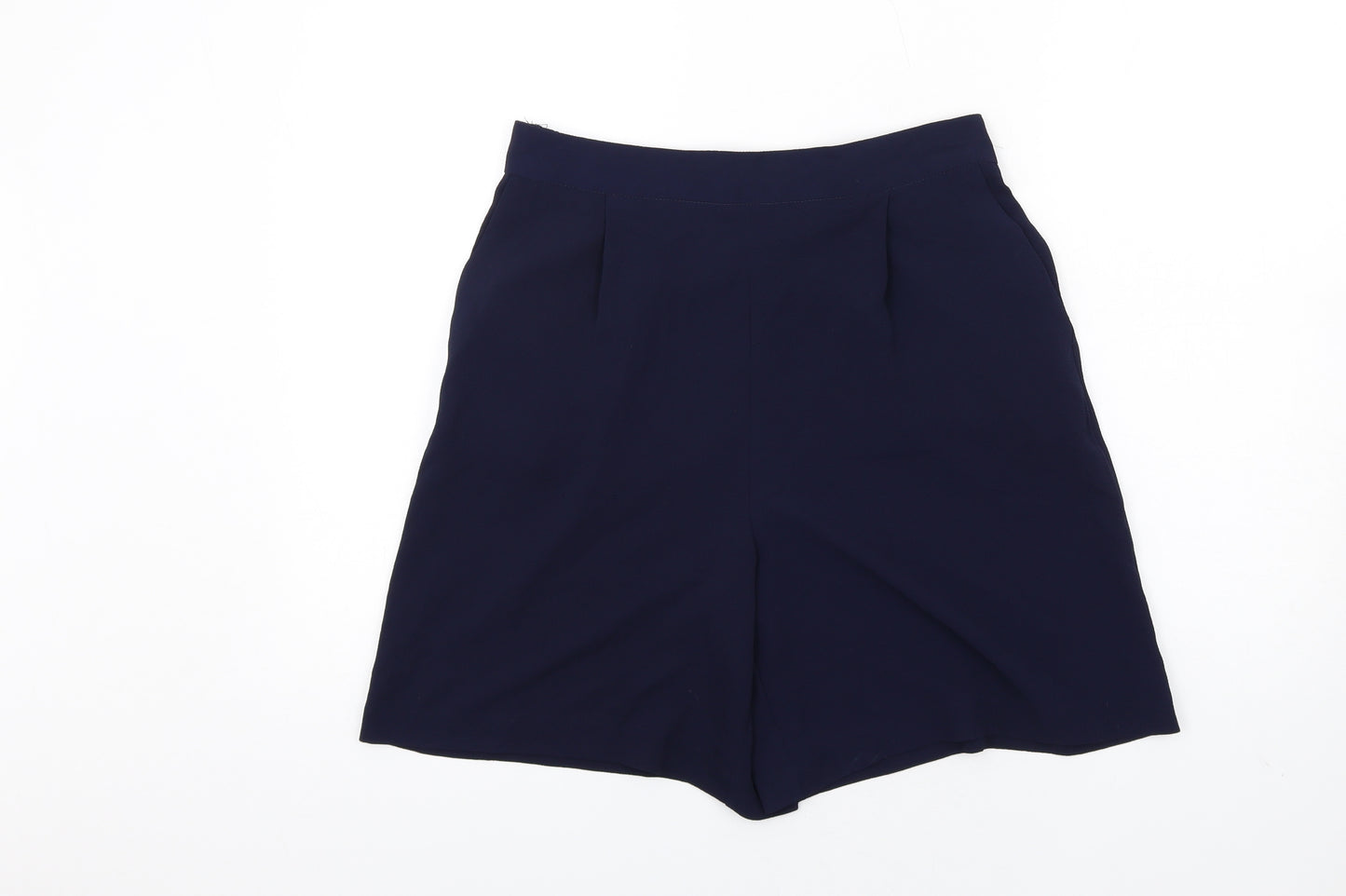 M&Co Womens Blue Polyester Basic Shorts Size 12 Regular Pull On