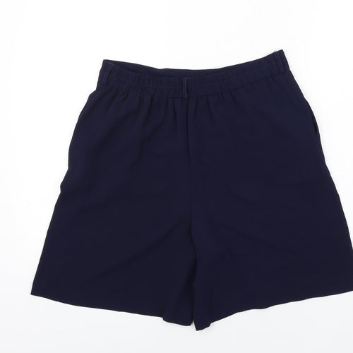 M&Co Womens Blue Polyester Basic Shorts Size 12 Regular Pull On