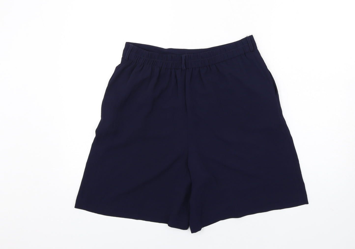 M&Co Womens Blue Polyester Basic Shorts Size 12 Regular Pull On