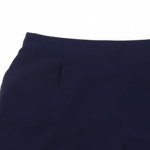 M&Co Womens Blue Polyester Basic Shorts Size 12 Regular Pull On