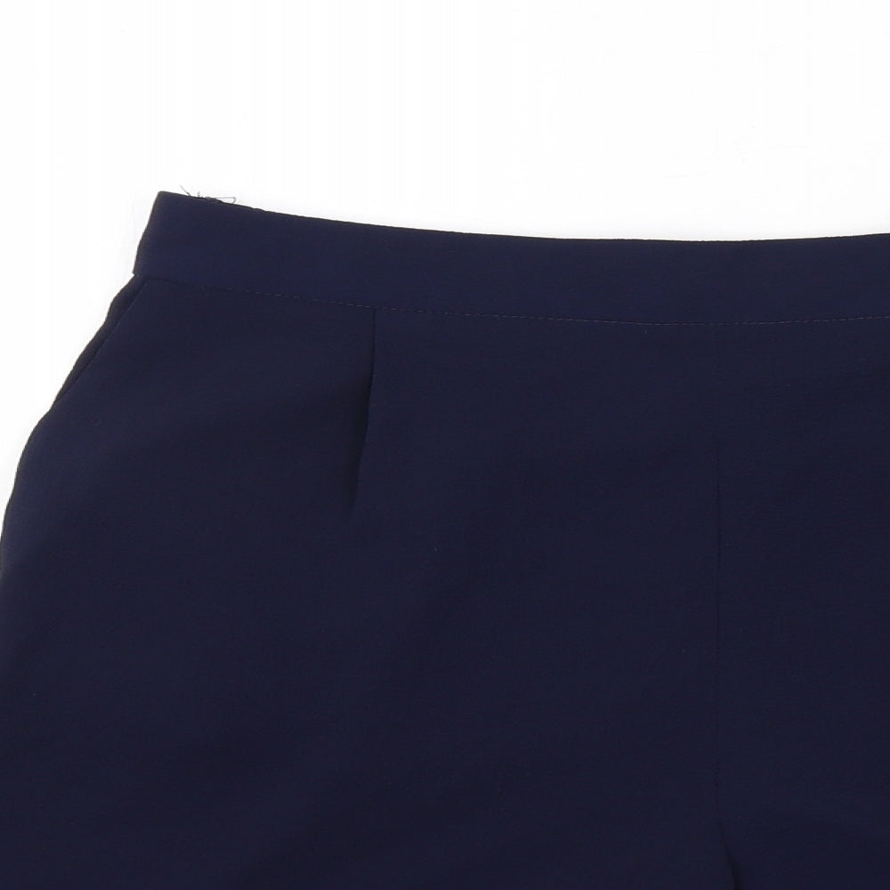 M&Co Womens Blue Polyester Basic Shorts Size 12 Regular Pull On