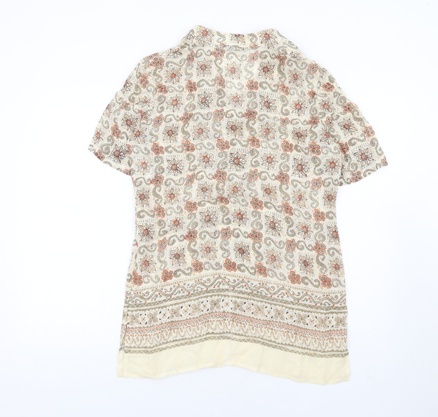 Windsmoor Womens Multicoloured Geometric Viscose Basic Button-Up Size 10 V-Neck