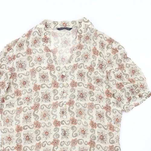 Windsmoor Womens Multicoloured Geometric Viscose Basic Button-Up Size 10 V-Neck