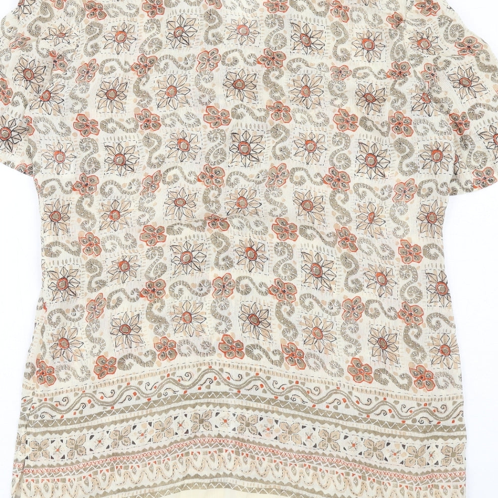 Windsmoor Womens Multicoloured Geometric Viscose Basic Button-Up Size 10 V-Neck