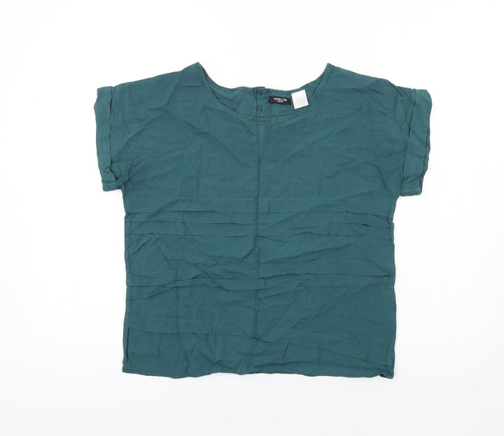 La Redoute Womens Green Viscose Basic T-Shirt Size 10 Round Neck