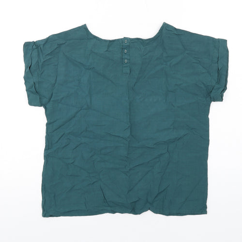 La Redoute Womens Green Viscose Basic T-Shirt Size 10 Round Neck