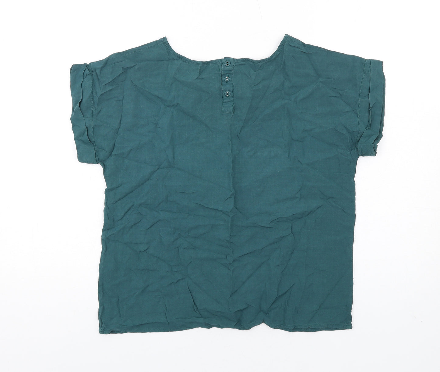 La Redoute Womens Green Viscose Basic T-Shirt Size 10 Round Neck