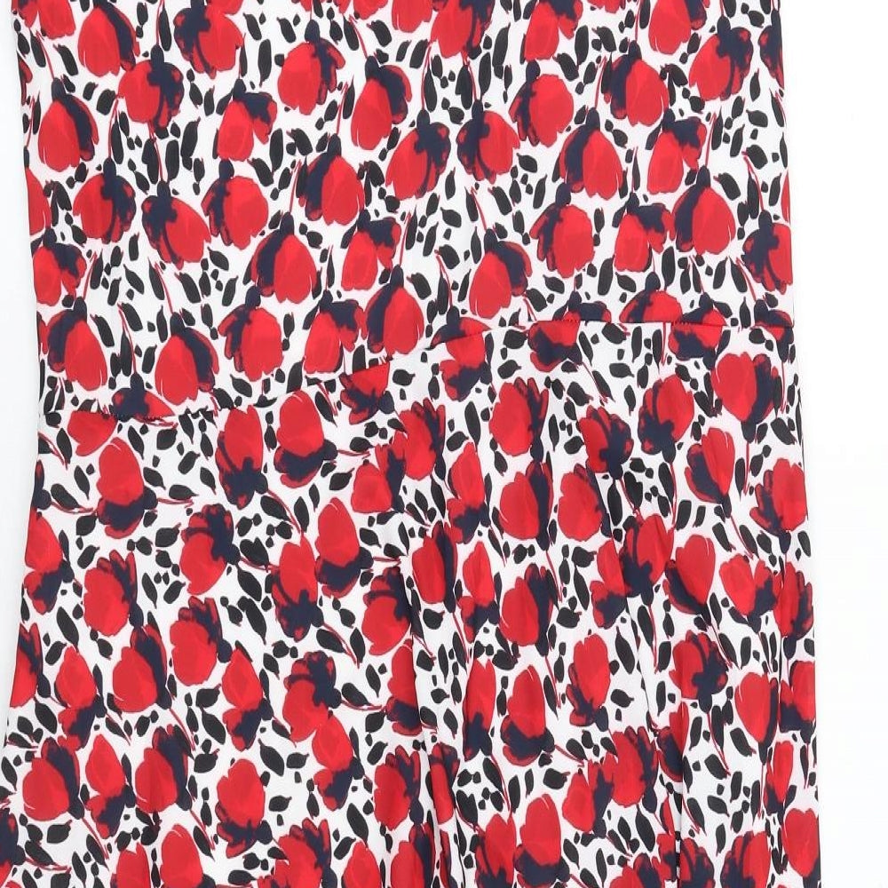 Havren Womens Multicoloured Geometric Polyester A-Line Size 16 Cowl Neck Zip