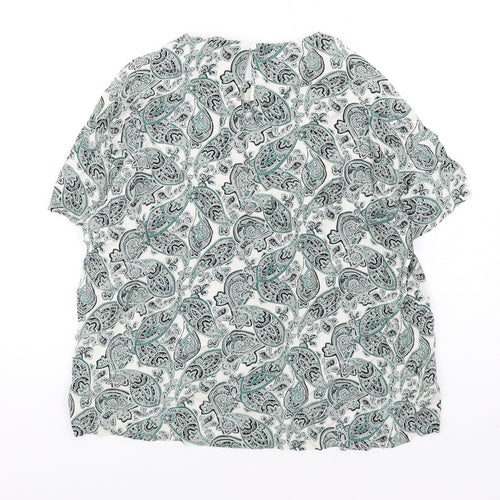 H&M Womens Green Paisley Viscose Basic T-Shirt Size 10 Round Neck