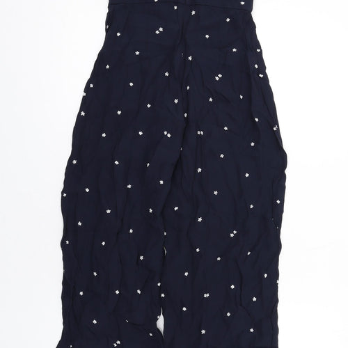 Forever New Womens Blue Floral Vinyl Jumpsuit One-Piece Size 6 L28 in Zip - Tie Front