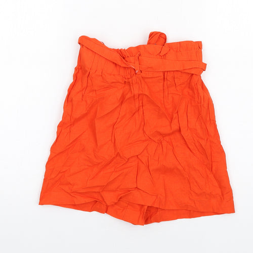 Topshop Womens Orange Linen A-Line Skirt Size 6 Button