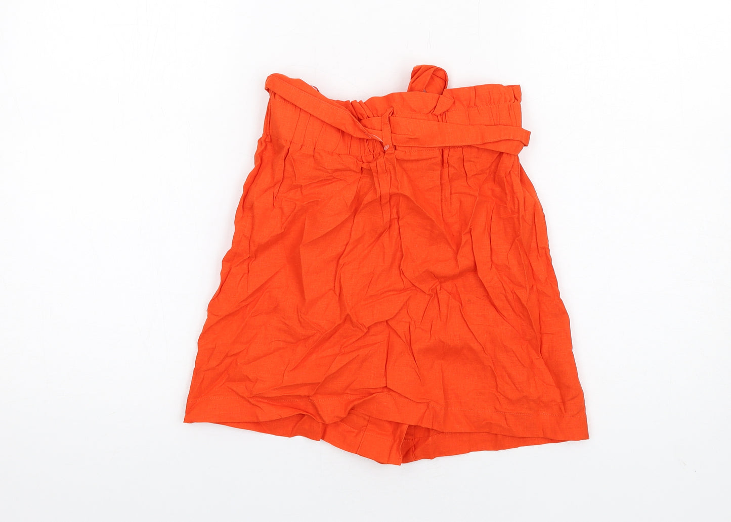 Topshop Womens Orange Linen A-Line Skirt Size 6 Button