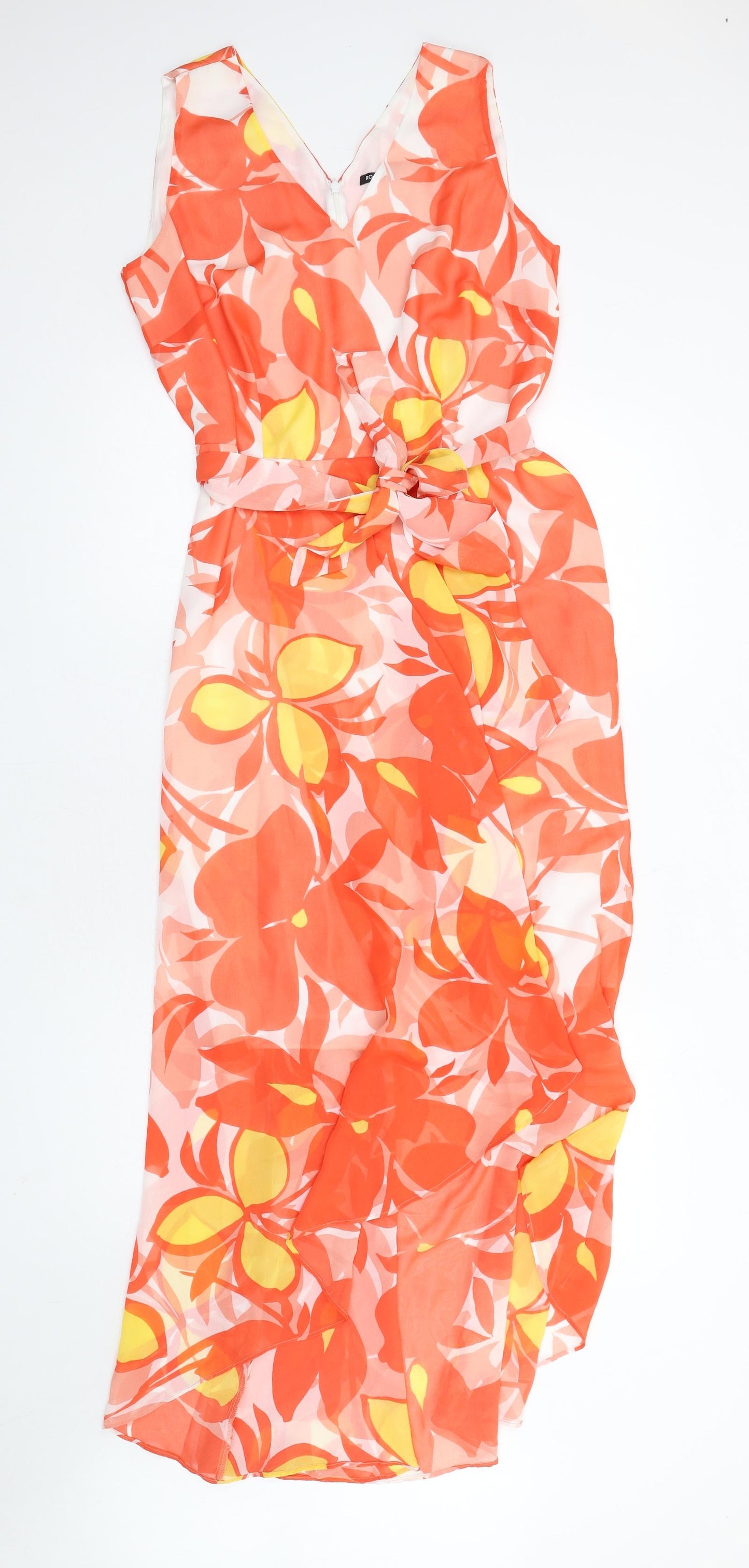 Roman Womens Multicoloured Floral Polyester A-Line Size 14 V-Neck Zip