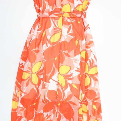 Roman Womens Multicoloured Floral Polyester A-Line Size 14 V-Neck Zip
