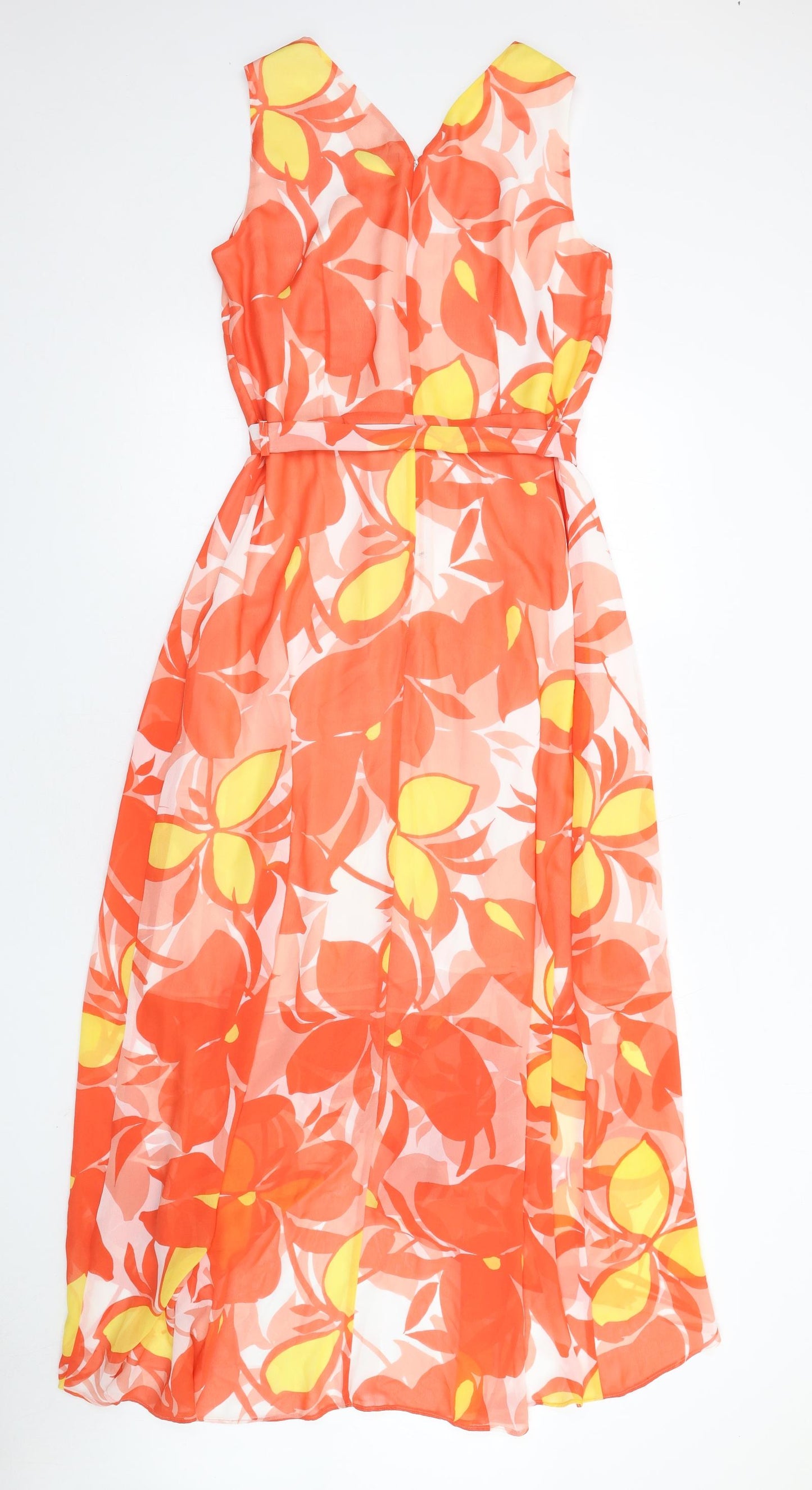 Roman Womens Multicoloured Floral Polyester A-Line Size 14 V-Neck Zip