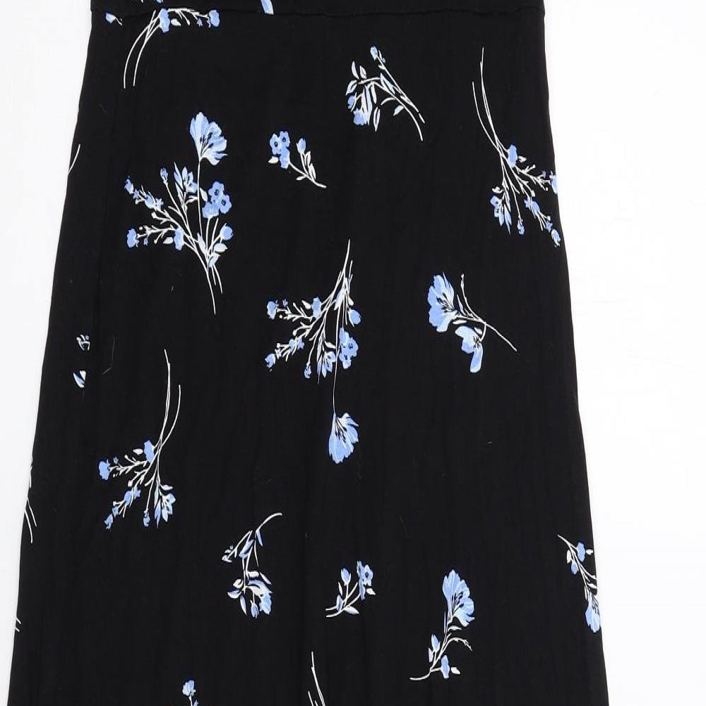 Dorothy Perkins Womens Black Floral Viscose A-Line Size 12 Square Neck Pullover