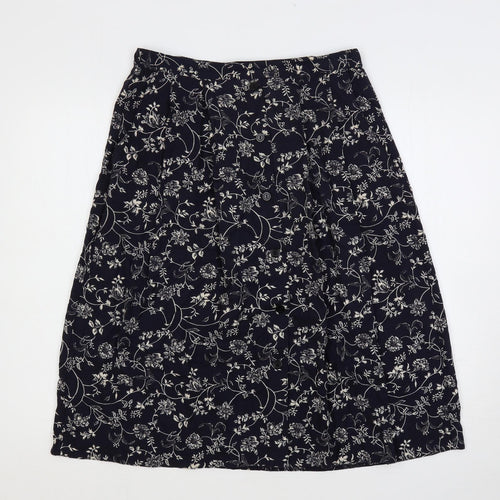 EWM Womens Blue Floral Viscose A-Line Skirt Size 12 - Elastic Waist