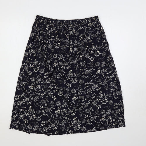 EWM Womens Blue Floral Viscose A-Line Skirt Size 12 - Elastic Waist