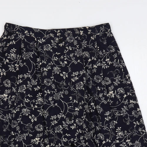 EWM Womens Blue Floral Viscose A-Line Skirt Size 12 - Elastic Waist