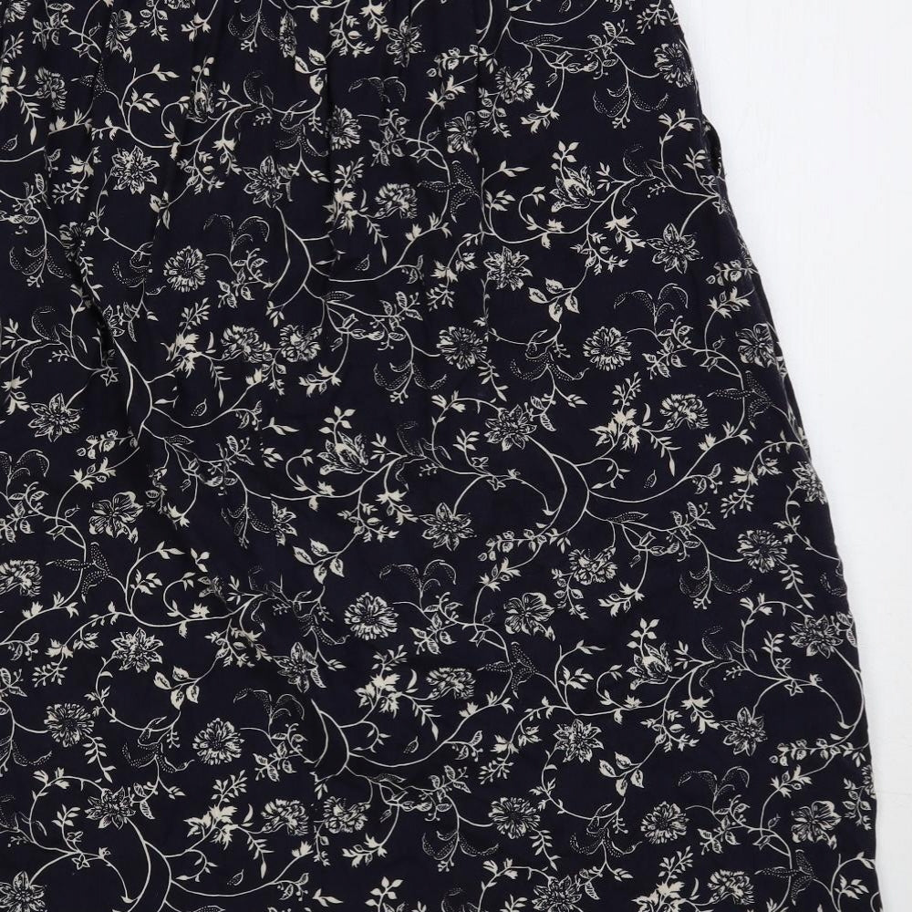 EWM Womens Blue Floral Viscose A-Line Skirt Size 12 - Elastic Waist