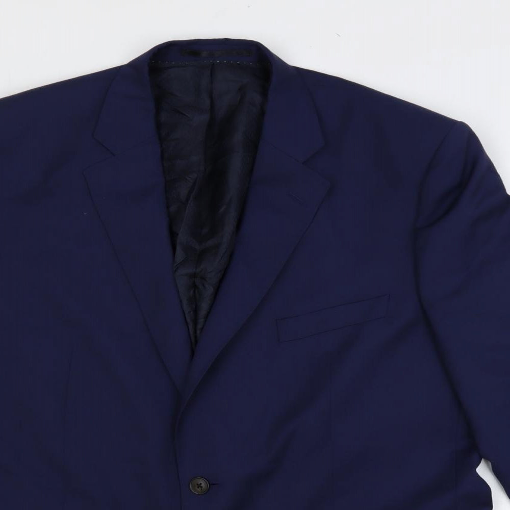 Jaeger Mens Blue Wool Jacket Suit Jacket Size 46 Regular