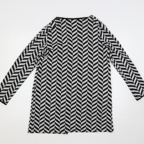 Wallis Womens Black V-Neck Geometric Polyester Cardigan Jumper Size S - Open