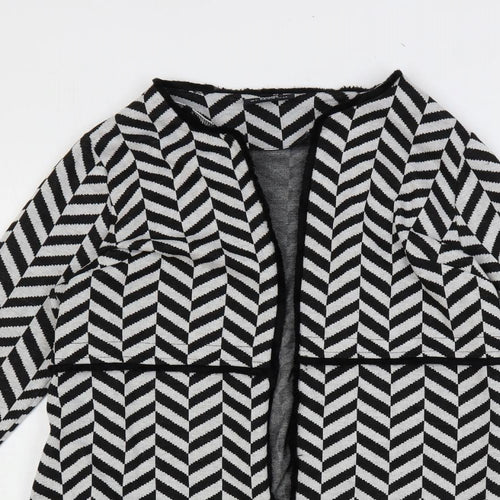 Wallis Womens Black V-Neck Geometric Polyester Cardigan Jumper Size S - Open
